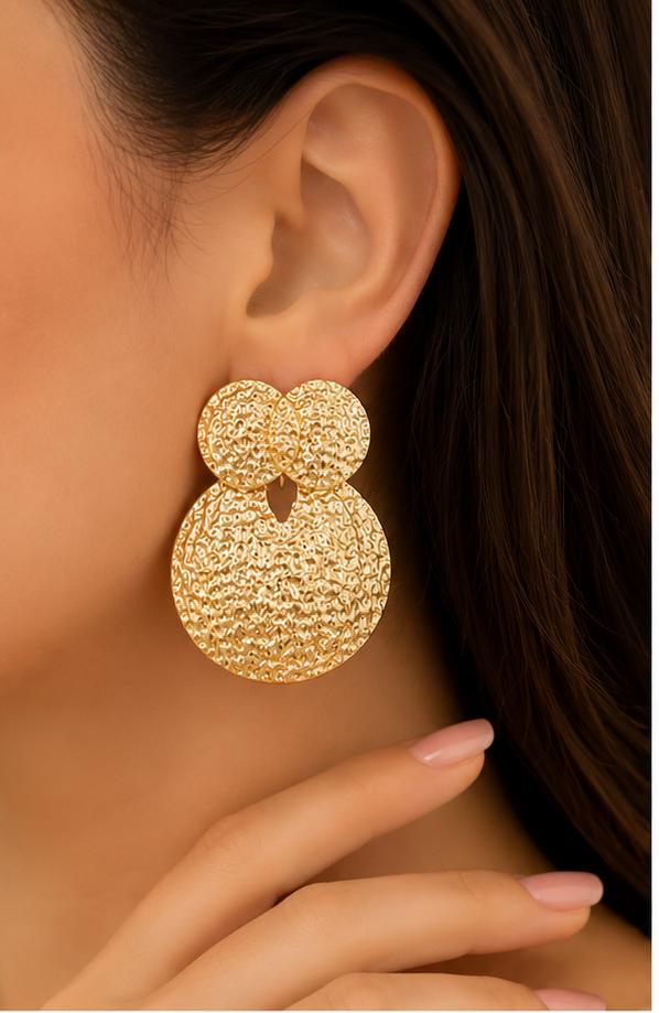 GA Brand Textured Gold Statement Earrings