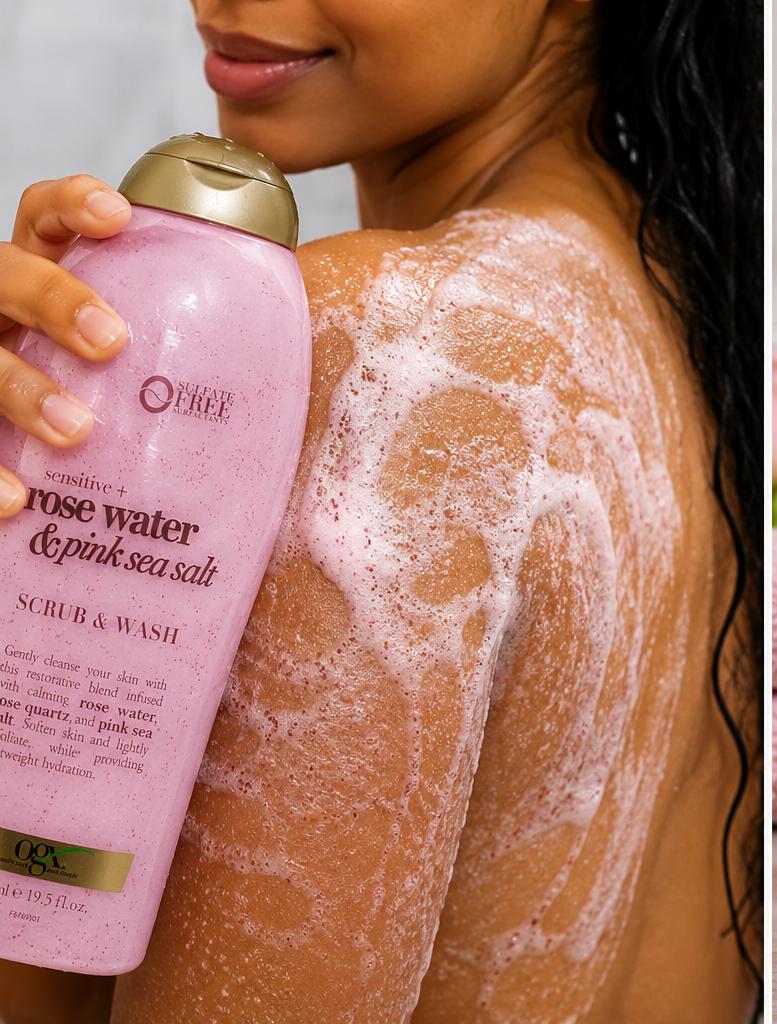 GA Brand Rose Water & Pink Sea Salt Body Scrub Wash