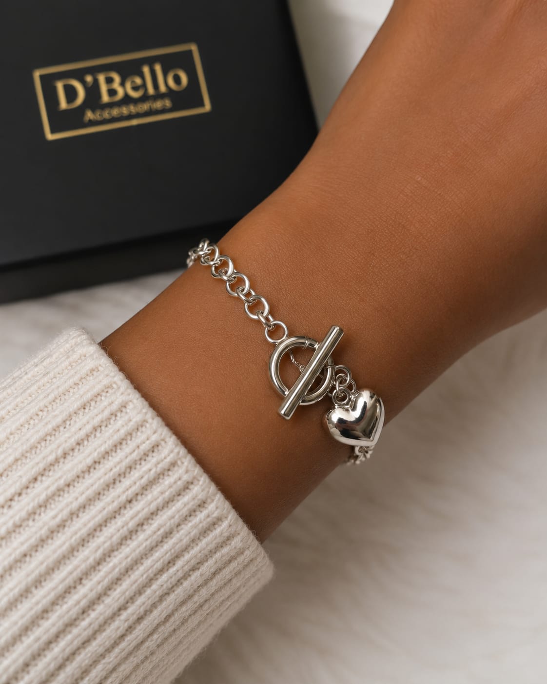 GA Brand Elegant Silver Heart Jewelry Set