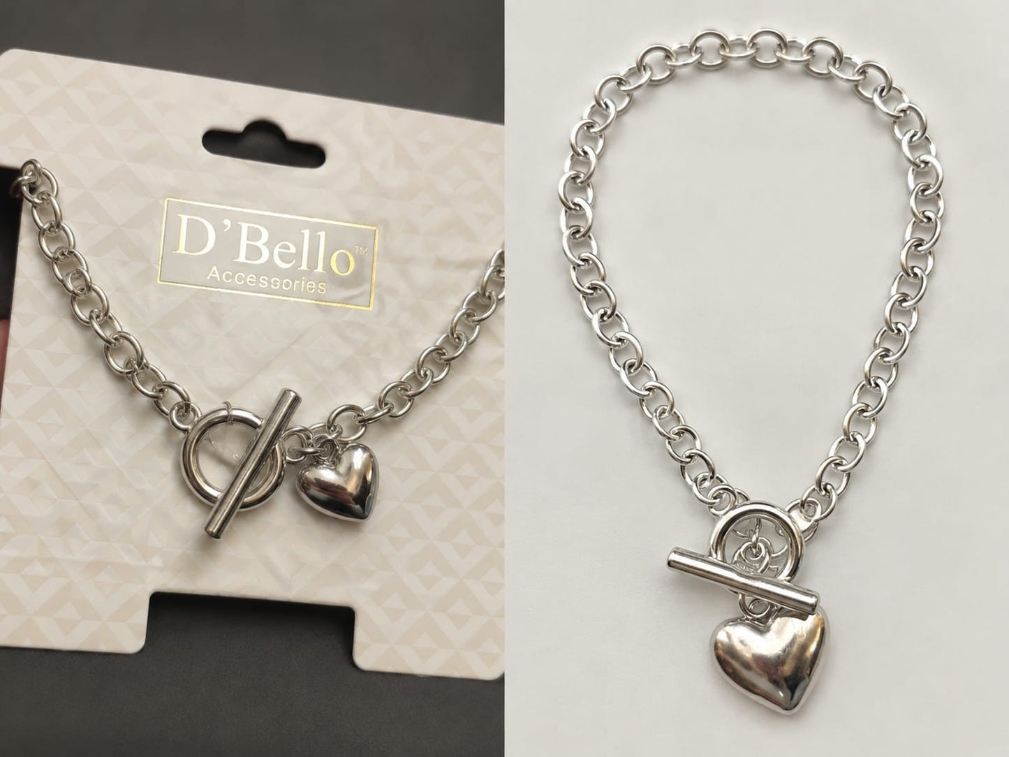 GA Brand Elegant Silver Heart Jewelry Set