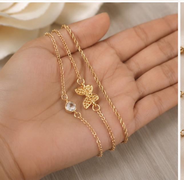 GA Brand Gold Bow Bracelet Set