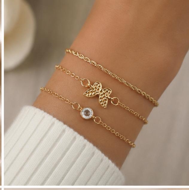 GA Brand Gold Bow Bracelet Set