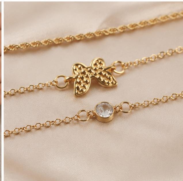 GA Brand Gold Bow Bracelet Set