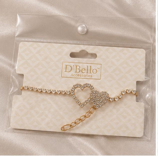 GA Brand Rhinestone Heart Bracelet