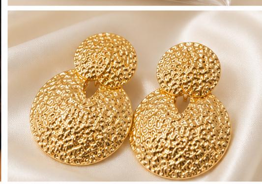 GA Brand Textured Gold Statement Earrings