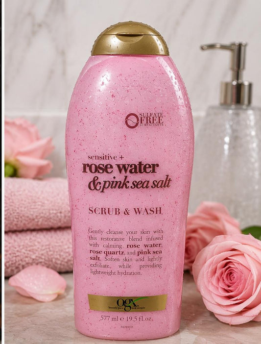 GA Brand Rose Water & Pink Sea Salt Body Scrub Wash