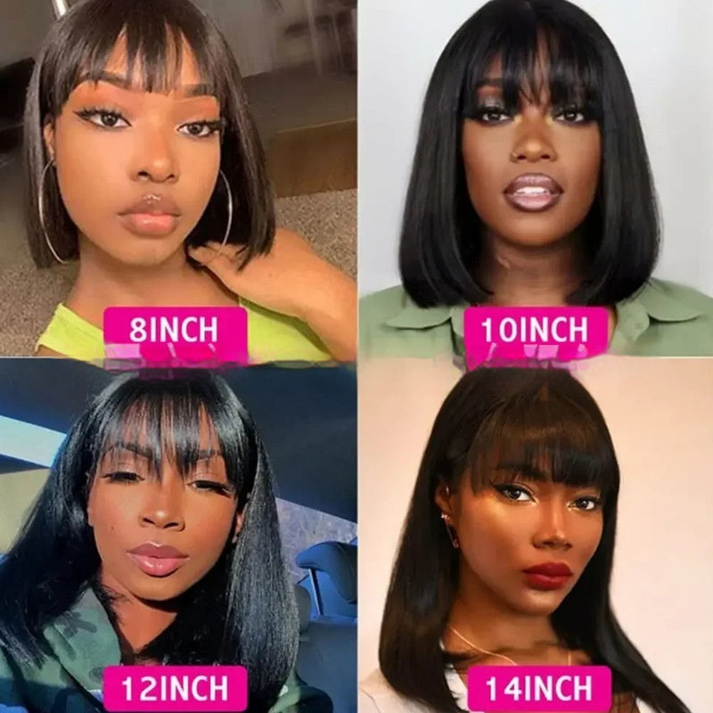 Natural Bob Lace Bangs Wig