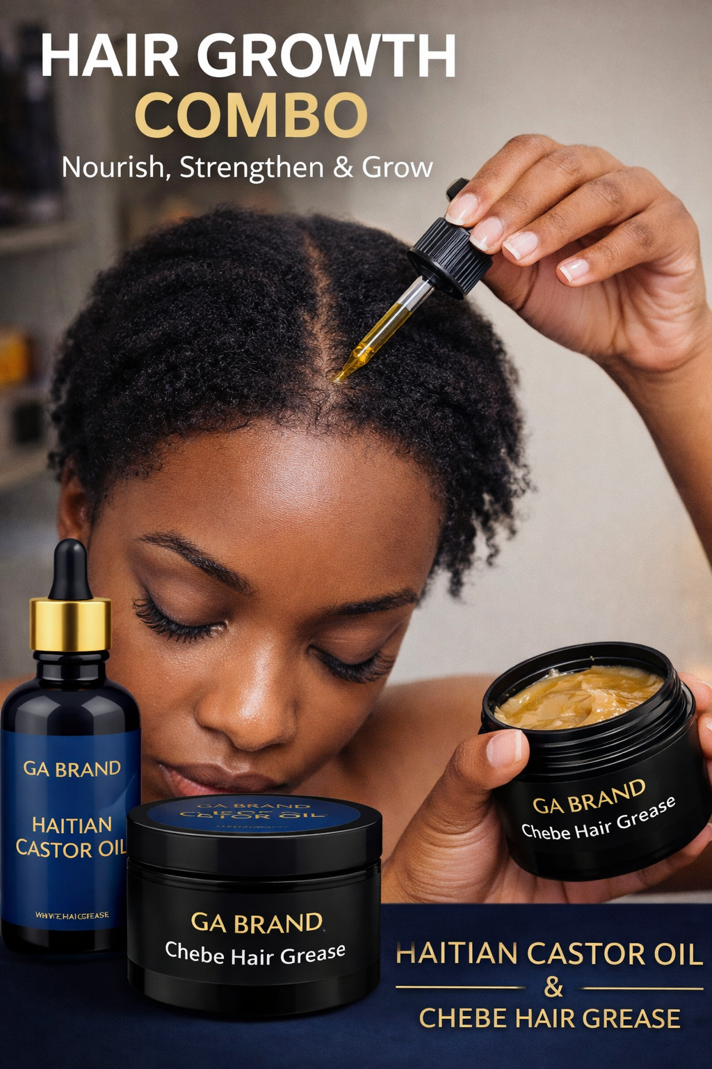 Hair Growth Combo – Chebe Grease & Haitian Castor Oil Set
