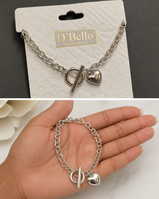 GA Brand Elegant Silver Heart Jewelry Set