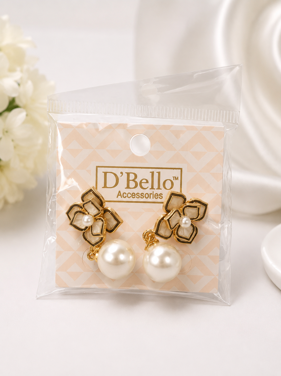 GA Brand Pearl Flower Drop Earrings