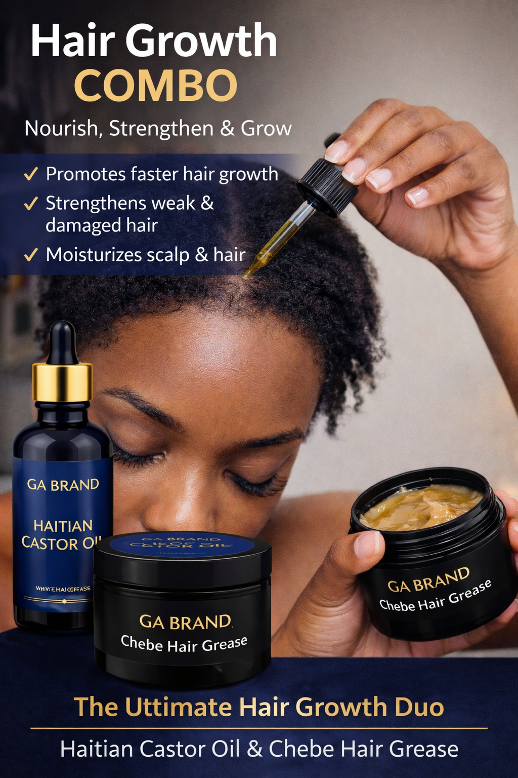 Hair Growth Combo – Chebe Grease & Haitian Castor Oil Set