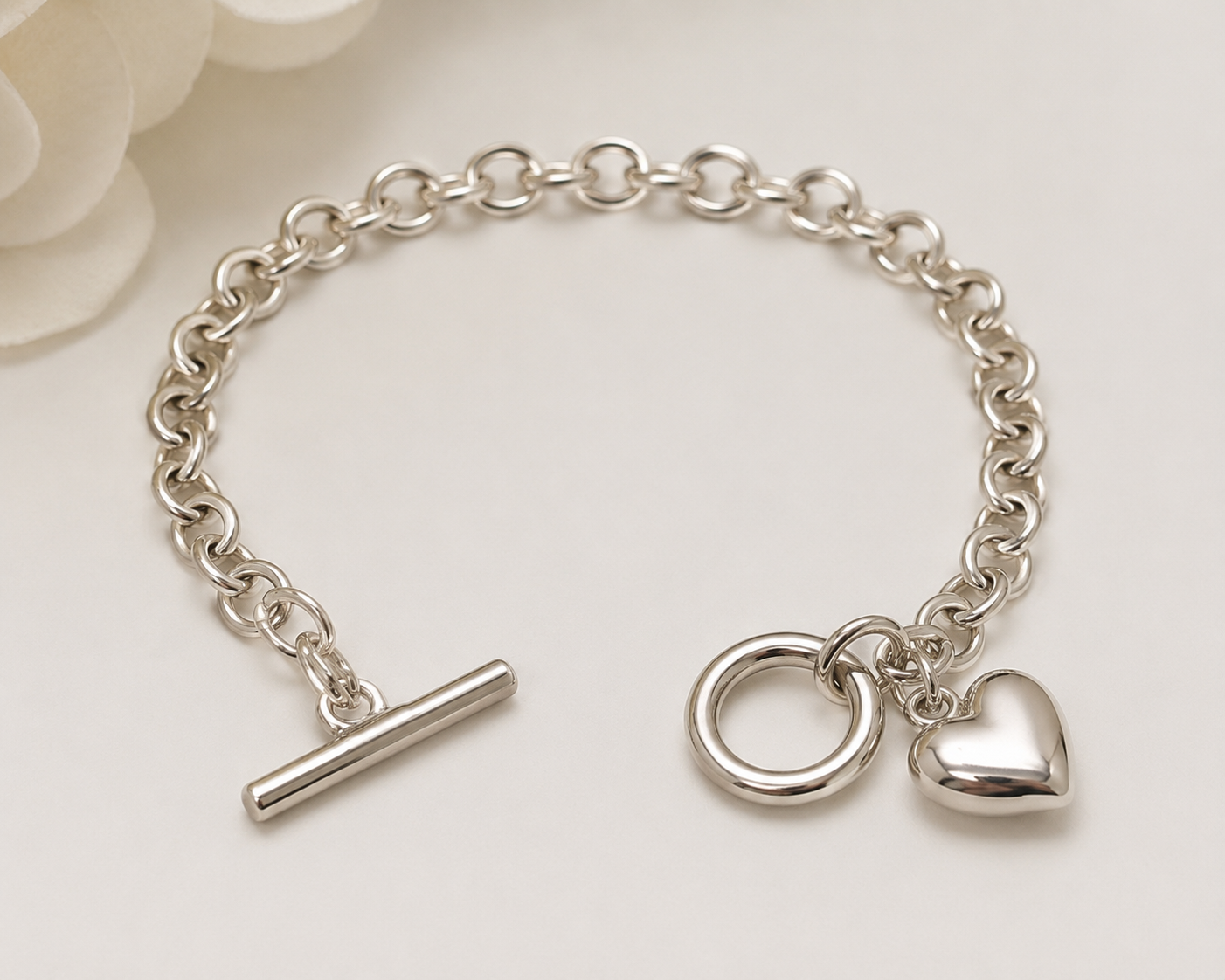 GA Brand Elegant Silver Heart Jewelry Set